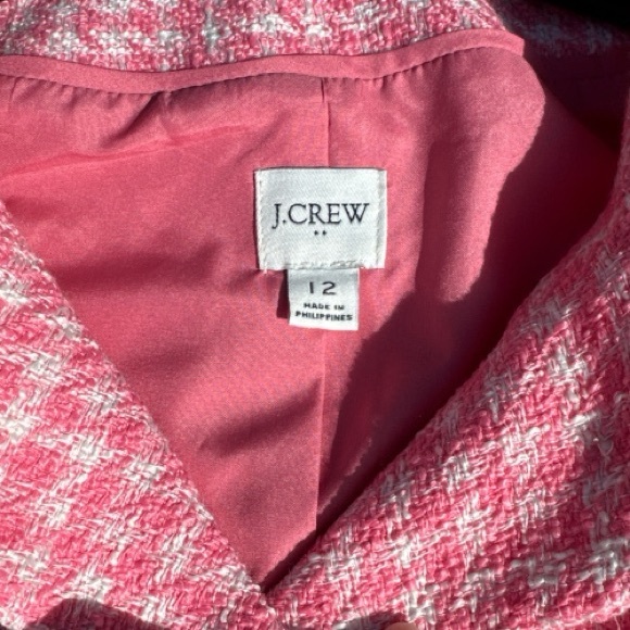 J.Crew Factory Tweed Patch-Pocket Women's Jacket Pink Size 12 - Picture 3 of 6